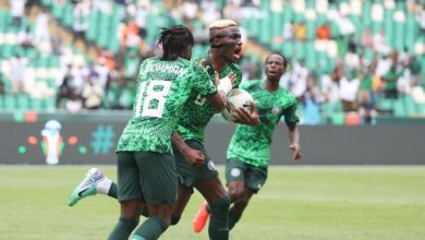 Super Eagles players celebrating again Equatorial Guinea